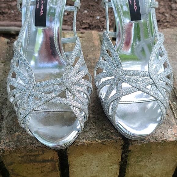 Nina Silver Sparkling Strappy heels - Picture 6 of 7